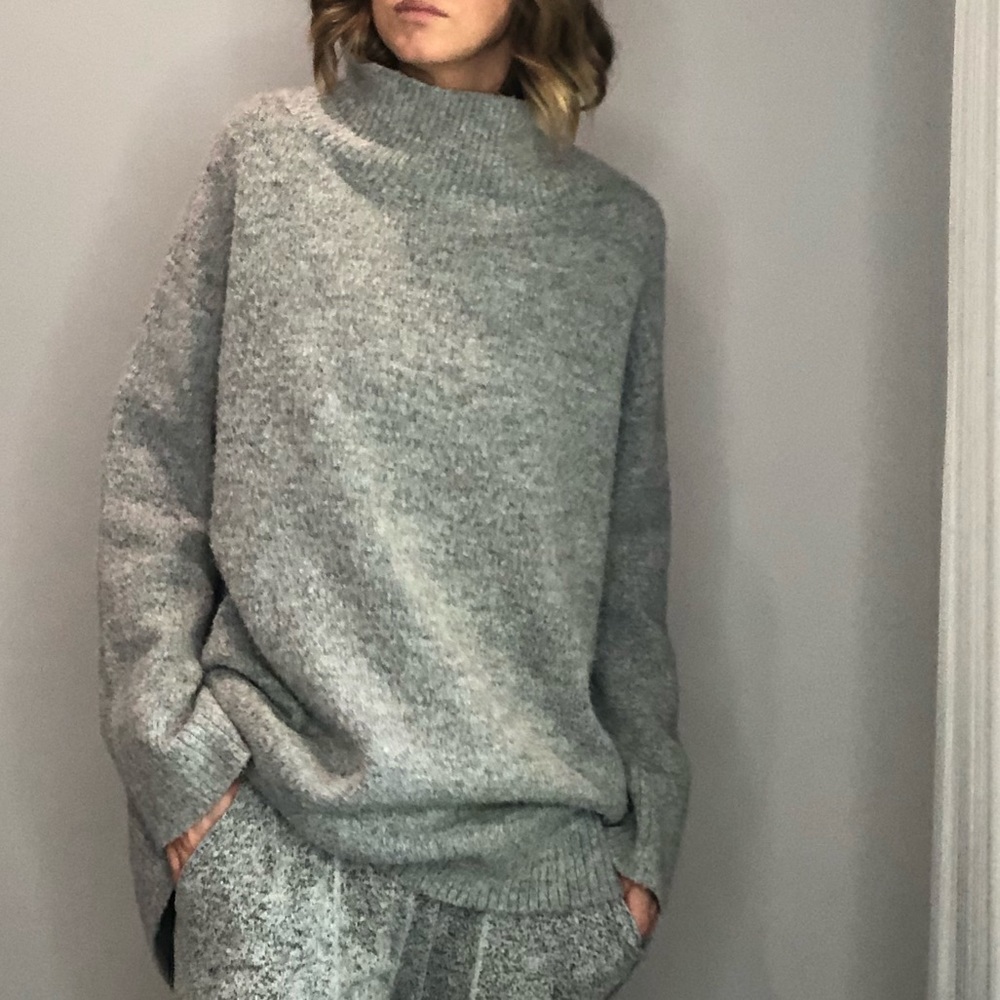 Oak + Fort  grey oversized knit with high neck